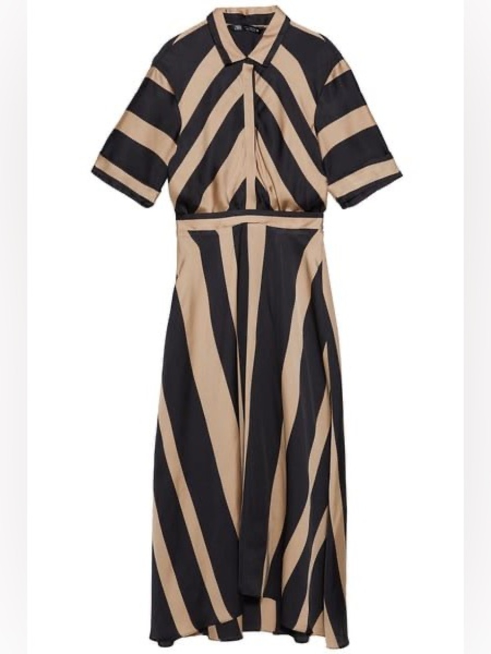 Zara Satin Effect Striped Dress